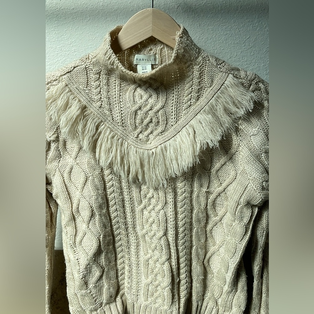 Amaryllis Cream Cable Knit Turtleneck Sweater